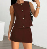 Women's Short Vest Skirt Summer Sleeveless Suit HZ1208