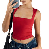 2025 New Wide Sling Vest Can Wear U-Neck Sexy Net Red Ins Wind Sweet Solid Color Coat Woman HZ1208