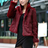 2025 Women's Winter Warm Imitation Kite Rabbit Wool Coat Plush Collar Imitation Fur Short Coat HZ1208