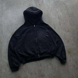 New Two-Piece Hooded Zippered Sweater Street Style Personality Loose Straight Trousers HZ1208