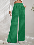 2025 Autumn And Winter New Women's High-Waisted Slacks Solid Color Corduroy Splicing Open Trousers Women HZ1208