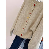 Soft Glutinous Casual Round-Neck Love Buckle Sweater Coat Women's New Loose College Style Knitted Sweater Tops In Autumn HZ1208