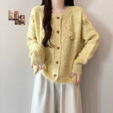 Korean Small Fresh Three-Dimensional Flowers Knitted Shirt Women Autumn And Winter New Design Sense Age-Sensitive Sweater Coat Women HZ1208