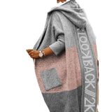 2025 Color Pocket Hooded Knitted Knitted Women's Long Cardigan Women's Coat Color Design HZ1208