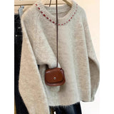 Sweet Soft-Clip Round-Neck Knitted Cardigan Women In Spring 2025 New Design Wearing Lazy Single-Dover Sweater HZ1208