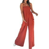 2025 New Women's Solid Color Slings Folding Casual Temperament Commuting Jumpsuit HZ1208