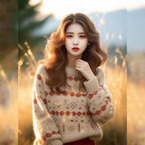 2025 Autumn And Winter New Super Good-Looking Retro Lazy Wind Loose Yang Gas Age Reduction Knitting Shirt Bottom Top HZ1208