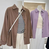 Lighthouse Velvet Solid-Colored Shirt Women's New Spring Retro Korean Version Of Loose And Loose Lazy Casual Blouse HZ1208