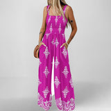 Spring 2025 New Women's Solid Color Slings To Collect The Waist Casual Temperament Trend Fashion Jumpsuit HZ1208