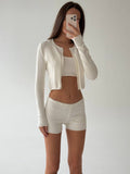 Exploding Knitted Shirt Home Cardigan Short Vest Shorts Light Pink White Optional Comfortable Fashionable Autumn And Winter Woman HZ1208