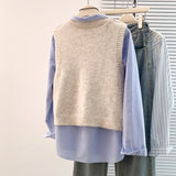 2025 New Vest Sweet And Cute Cartoon College Style Knitted Winter Round Sweater Collar Sweater Bottom Shoulder Vest HZ1208