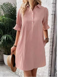 2025 Women's Summer New Wish Casual Loose Solid Color Dress HZ1208