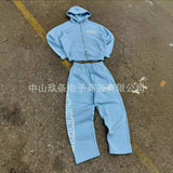 Corteiz Alcatraz's New Street Ins Hoodie Zip-Down Jacket Loose Trousers Set HZ1208