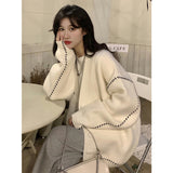 Lazy Sweater Cardigan Jacket Women's Autumn And Winter 2025 New Gentle Wind Niche Long Top Knitwear Jersey HZ1208
