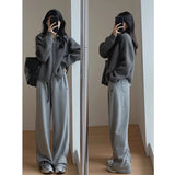 Sweater Woman Retro Hong Kong Flavor New Chic Korean Version Of The Collar Zipper Knitted Open Shirt Lazy Wind Loose Thick Coat HZ1208