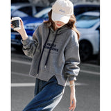 White Love Print Lazy Sweater Knitted Women 2025 Autumn And Winter New Korean Atmosphere Feeling Top HZ1208
