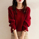 Bottom Sweater Women's Autumn And Winter 2025 New Knitted Knitted Winter Thick Loose New Year Red Chic Top HZ1208