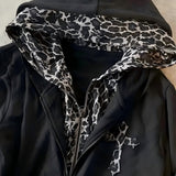 Y2K Street Trendy Hoodie Men And Women Double-Sided Wearing Leopard Coat Top Cross Gothic HZ1208