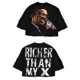 2025 Cool Boy New English Before And After Printing ëÃÞ Five-Sleeved T-Shirt Round Collar Top HZ1208