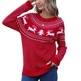 Christmas Sweater Women's Jabbing Autumn And Winter Loose Knitted Round Collar Casual Coat HZ1208