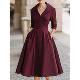 Women's Spring And Autumn Temperament Collar Waist Dress Thin Elegant Ladies Dress HZ1208