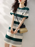 Crash Striped Dress 2025 Summer New Korean Version Of Casual Simple Dress Showing Skinny Skin Dress Women HZ1208