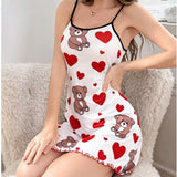 2025 Hot New Pajamas Set Women's Milk Silk Pajamas Sling Skirt Cute Print Source HZ1208