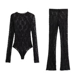 Autumn New Lace Jumpsuit 0219816 Open-Fork Design Leggings 4661529 HZ1208