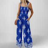 Spring 2025 New Women's Solid Color Slings To Collect The Waist Casual Temperament Trend Fashion Jumpsuit HZ1208