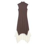 Z Spring New Vest Vest Outside The Vest Blouse Design Sense Of Niche Temperament Knitted Vest Splicing Skirt HZ1208