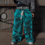 2025 New Popular Print Wide Leg Pants Fake Two Teen Hip Hops HZ1208