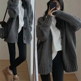 2025 Autumn New Imitation Marinose Sweater Female Solid Color Long-Sleeved V-Neck Loose Large-Size Woman HZ1208