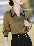 French High-Level Temperament Olive Green Collar Long-Sleeved Set Of Sleeves Of The Dress Dress Women's Spring And Autumn HZ1208