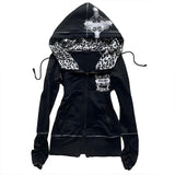Y2K Street Trendy Hoodie Men And Women Double-Sided Wearing Leopard Coat Top Cross Gothic HZ1208