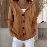 2025 Sheintemu Spring/Autumn Hooded Long-Sleeved Button Sweater Cardigan HZ1208