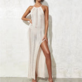 Side-Open Fork Slings With Bare Back Sexy Hollow Beach Knitted Dress Beach Dress Sunscreen HZ1208