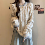 Lazy Wind Milk Jasmine Knitted Sweater Soft Sweater Women's Winter New Large-Size Fat Long Top HZ1208