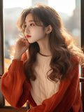 This Year's Popular Color Round-Neck Sweater Women Winter Han Wear A Small Knitted Shirt Lazy Style Good-Looking Top HZ1208