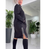 2025 Autumn And Winter New Loose French Half-Zip Knitted Dress Large-Size Solid Color Long HZ1208