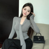 2025 Autumn And Winter Dress Alone Special Tight Bottom Shirt Top Dress Small Design Solid Color Long Sleeves With T-Shirts HZ1208