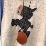 2025 New Vest Sweet And Cute Cartoon College Style Knitted Winter Round Sweater Collar Sweater Bottom Shoulder Vest HZ1208