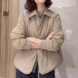 Simple Collar Dark Buckle Cotton Coat Short Coat Women's Autumn And Winter New Loose Thin Cotton Coat Tide HZ1208