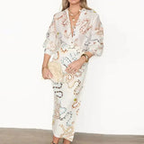 2025 New Women's Temperament Elegant Snake Print Shirt Long Sleeve Open Skirt Loose Set HZ1208