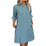 2025 Women's Summer New Wish Casual Loose Solid Color Dress HZ1208
