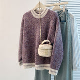 Autumn And Winter Dress New Women's Sweater Women's Korean Round Collar Bumpy Long-Sleeved Knitted Jersey Women Loose Thin Top HZ1208